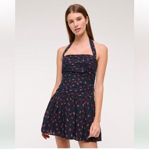 🍓The Emerson Drop-Waist Strawberry Mini Halter Dress Abercrombie & Fitch XS